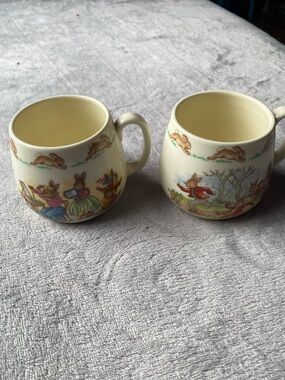 Royal Doulton Cream Bunny Nursery Children’s Mugs with Colorful Illustrations
